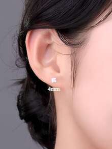 Bông tai bạc trang trí bằng đá Cubic Zirconia - Bạc - Xem 5