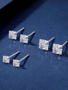 Bông tai bạc trang trí bằng đá Cubic Zirconia - Bạc - Xem 2