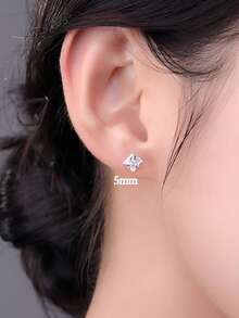 Bông tai bạc trang trí bằng đá Cubic Zirconia - Bạc - Xem 7