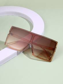 1pc Unisex Fashionable Big Frame Shield Fashion Glasses - Brown - View 1