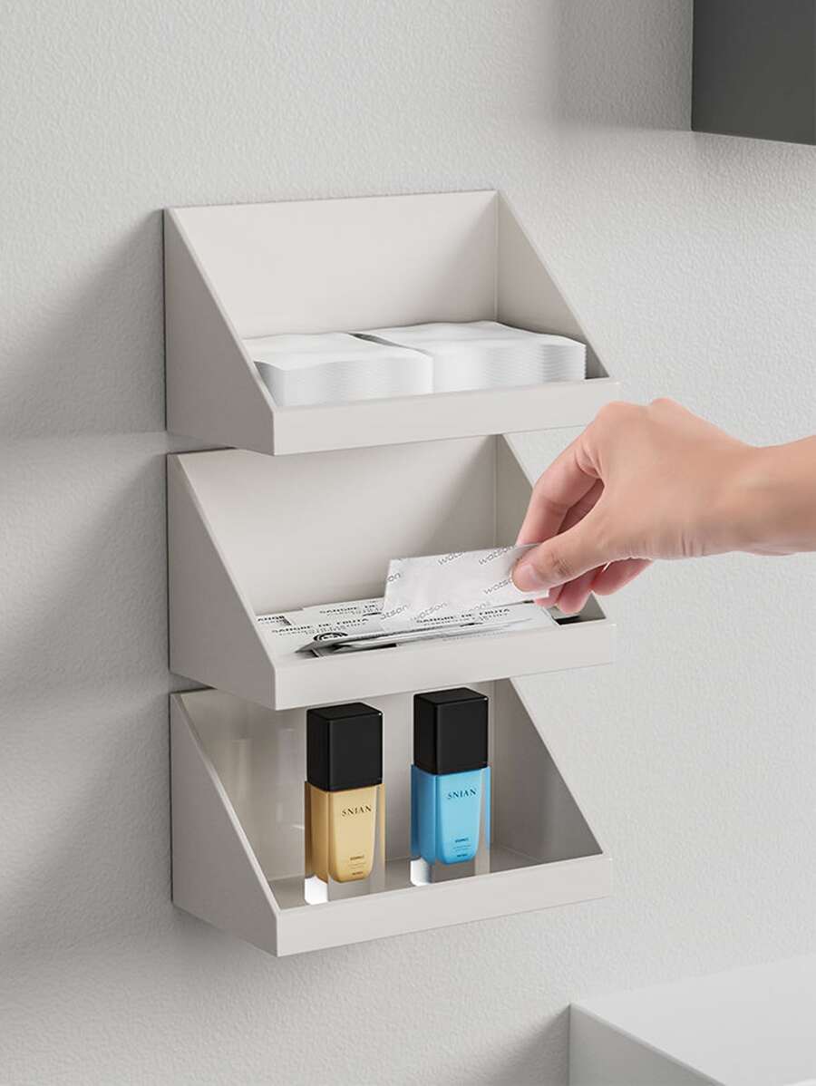 1 Miếng Gắn trên tường Phòng tắm Gương Tủ Hộp đựng Hộp trữ , Khoan Cần thiết Trang điểm & Kính áp tròng - trắng - Xem 1