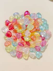 100入組隨機色時尚彩色心珠子首飾類 - 彩色 - 查看 3