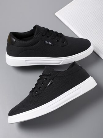 Sporty Sneakers For Men, Letter Graphic Lace-up Front Skate Shoes