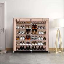 6 Tier Shoe Rack Cabinet 36 Pair Cover Wall Shelf Shoe Non-woven Fabrics Tower - Coffee Brown - View 8