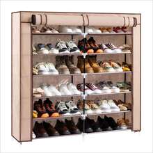 6 Tier Shoe Rack Cabinet 36 Pair Cover Wall Shelf Shoe Non-woven Fabrics Tower - Coffee Brown - View 9
