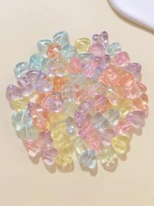 50pcs Random Color Fashionable Heart-Shaped Beads For Diy Jewelry Valentines