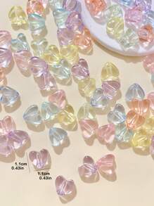 50pcs Random Color Fashionable Heart-Shaped Beads For Diy Jewelry Valentines