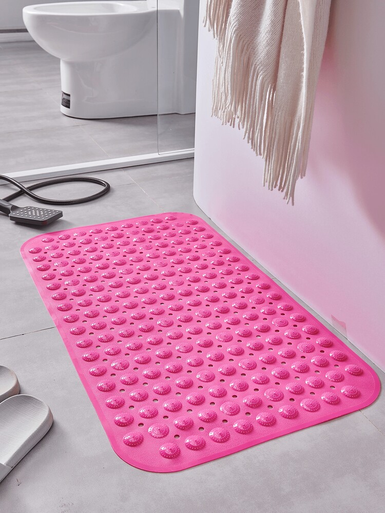 紅色沐浴防滑按摩產品地墊帶吸杯子和排水洞,合適適用於老年和兒童 - 紅色 - 查看 1