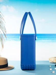 素色防水沙灘包,便攜手提包適用於戶外運動,耐用戶外露營包適用於全部你收納需要,購物籃子 - 寶藍色 - 查看 7