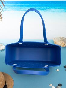 素色防水沙灘包,便攜手提包適用於戶外運動,耐用戶外露營包適用於全部你收納需要,購物籃子 - 寶藍色 - 查看 8