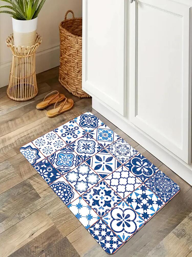 Zerbino In Flanella Antiscivolo - 45x75 Cm - Lavabile In Lavatrice - Per Interni/Esterni, Cucina, Bagno - 4