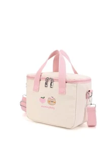 Em bé Gấu Thêu Polyester Dây kéo Túi đeo vai Đối với Ngoài trời - Hồng - Xem 1