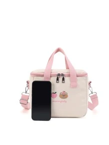 Em bé Gấu Thêu Polyester Dây kéo Túi đeo vai Đối với Ngoài trời - Hồng - Xem 6