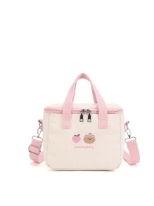 Em bé Gấu Thêu Polyester Dây kéo Túi đeo vai Đối với Ngoài trời - Hồng - Xem 2