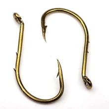 Rompin 50pcs 8299 Bait holder High Carbon Steel Fishing Hooks Tea Color Offset Octopus Beak Bait Sea Fishhook Size 6 4 2 1 1/0 2/0 3/0