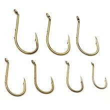 Rompin 50pcs 8299 Bait holder High Carbon Steel Fishing Hooks Tea Color Offset Octopus Beak Bait Sea Fishhook Size 6 4 2 1 1/0 2/0 3/0
