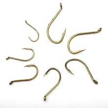 Rompin 50pcs 8299 Bait holder High Carbon Steel Fishing Hooks Tea Color Offset Octopus Beak Bait Sea Fishhook Size 6 4 2 1 1/0 2/0 3/0