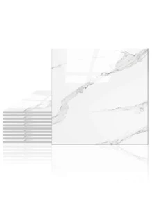 11 miếng dán tường họa tiết đá cẩm thạch trắng 1㎡, giấy dán tường dày chống thấm nước, gạch ốp tường tự dính 3D cho phòng tắm, nhà vệ sinh, miếng dán cải tạo, tấm ốp tường lột, giấy dán tường, giấy dán tường, đồ trang trí mùa xuân làm mới ngôi nhà của bạn, miếng dán trang trí Rama - Đen và trắng - Xem 3