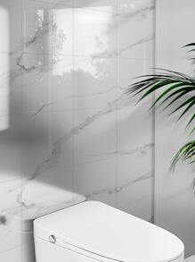 11 miếng dán tường họa tiết đá cẩm thạch trắng 1㎡, giấy dán tường dày chống thấm nước, gạch ốp tường tự dính 3D cho phòng tắm, nhà vệ sinh, miếng dán cải tạo, tấm ốp tường lột, giấy dán tường, giấy dán tường, đồ trang trí mùa xuân làm mới ngôi nhà của bạn, miếng dán trang trí Rama - Đen và trắng - Xem 7