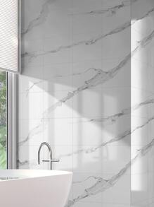 11 miếng dán tường họa tiết đá cẩm thạch trắng 1㎡, giấy dán tường dày chống thấm nước, gạch ốp tường tự dính 3D cho phòng tắm, nhà vệ sinh, miếng dán cải tạo, tấm ốp tường lột, giấy dán tường, giấy dán tường, đồ trang trí mùa xuân làm mới ngôi nhà của bạn, miếng dán trang trí Rama - Đen và trắng - Xem 8