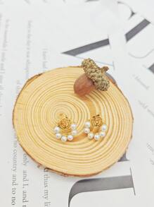 1 Đôi Hoa Tai Đính Ngọc Trai Giả Màu Trắng - Nhiều màu - Xem 4