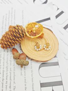 1 Đôi Hoa Tai Đính Ngọc Trai Giả Màu Trắng - Nhiều màu - Xem 2