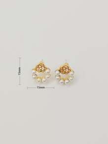 1 Đôi Hoa Tai Đính Ngọc Trai Giả Màu Trắng - Nhiều màu - Xem 5