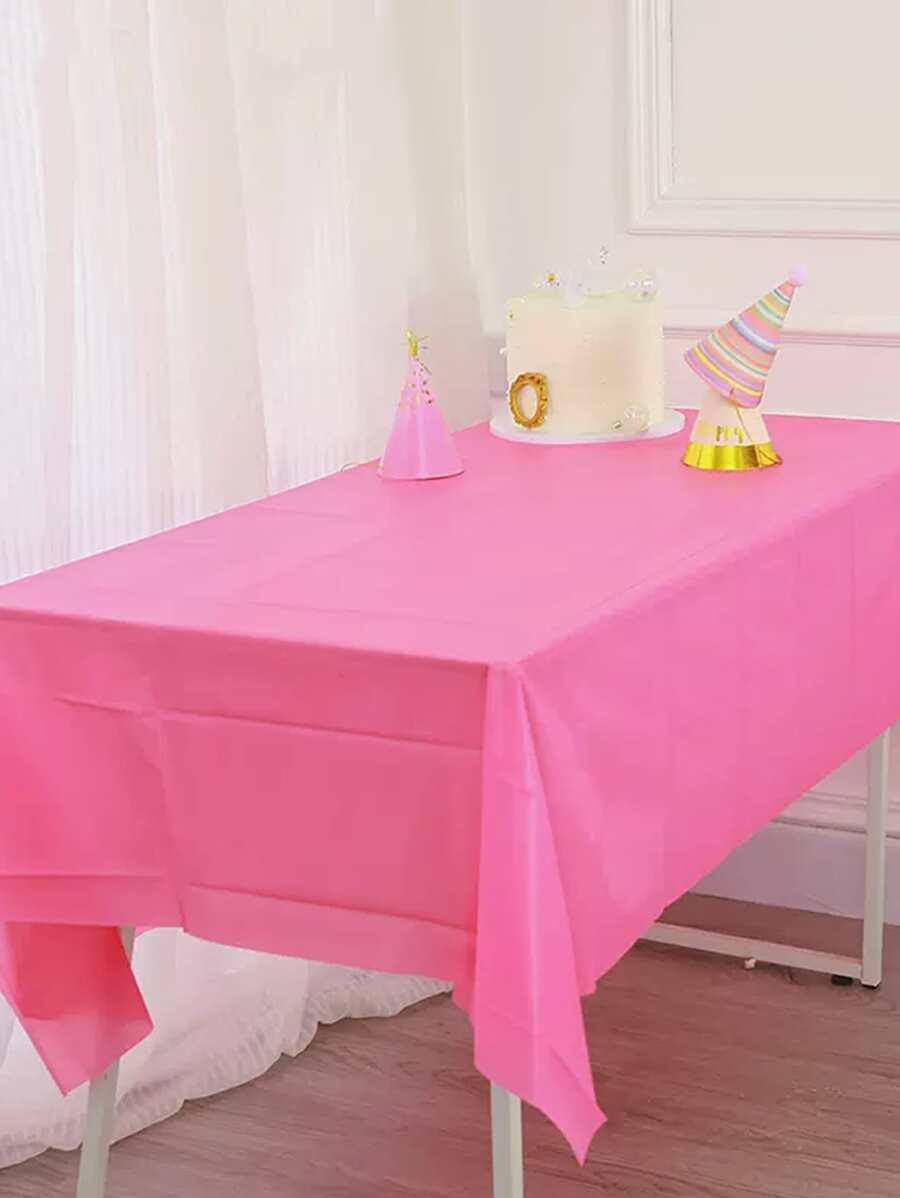 cái Khăn trải bàn bằng nhựa màu đỏ hồng Khăn trải bàn dùng một lần 54 x 108 inch Khăn trải bàn màu hồng nhạt cho bé cho các bữa tiệc Cô dâu tắm vòi hoa sen Đính hôn Đám cưới Sinh nhật, phù hợp với bàn hình chữ nhật từ 6 đến 8 foot - Màu Hồng Tươi - Xem 1
