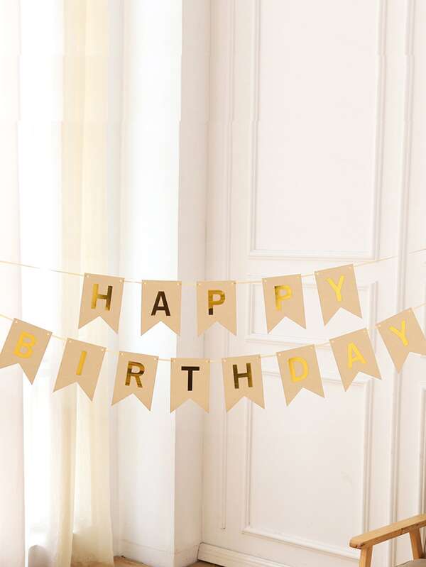 Bannière d'anniversaire avec des lettres scintillantes d'or, bannière de fanions Joyeux anniversaire pour la décoration de fête et les fournitures de joyeux anniversaire