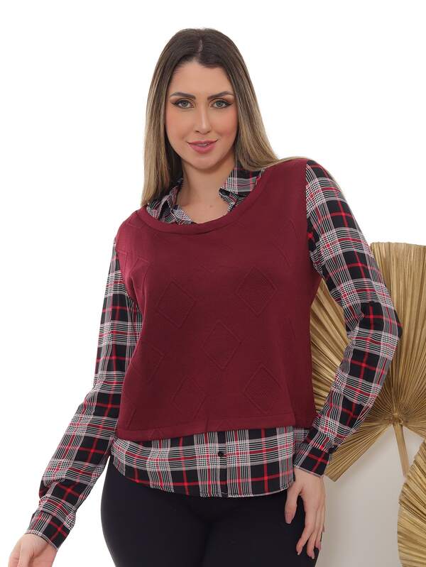 BLUSA XADREZ COM COLETE EMBUTIDO