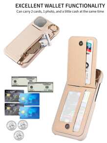 1pc Wallet Style Zipper Case With Card Slots & Magnetic Flip Cover, Compatible With IPhone 16 Pro And Phones