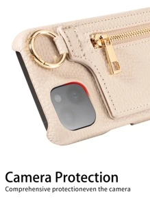 1pc Wallet Style Zipper Case With Card Slots & Magnetic Flip Cover, Compatible With IPhone 16 Pro And Phones