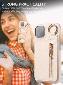 1pc Wallet Style Zipper Case With Card Slots & Magnetic Flip Cover, Compatible With IPhone 16 Pro And Phones