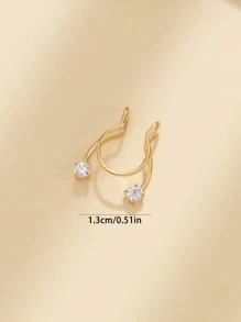 Châu Âu và Châu Mỹ Phong cách Thép không gỉ Kẹp mũi Với Khối Zirconia - Vàng - Xem 1