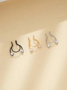 Châu Âu và Châu Mỹ Phong cách Thép không gỉ Kẹp mũi Với Khối Zirconia - Vàng - Xem 2