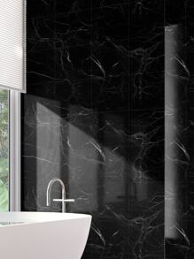 6 cái Đen Mịn màng Hoa văn đá cẩm thạch Tự dính Ngói Hình dán Đối với Không thấm nước Chống ẩm Tường Tân trang , 3D Âm thanh nổi Tường Phòng vệ sinh Phòng tắm Hình dán - màu đen - Xem 12