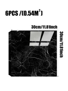 6 cái Đen Mịn màng Hoa văn đá cẩm thạch Tự dính Ngói Hình dán Đối với Không thấm nước Chống ẩm Tường Tân trang , 3D Âm thanh nổi Tường Phòng vệ sinh Phòng tắm Hình dán - màu đen - Xem 6