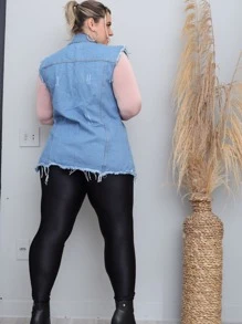 Plus Size Denim Jackets - Rửa nhẹ - Xem 3