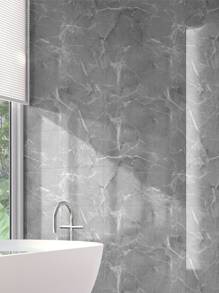 6塊0.54平方米灰色光面大理石圖案仿瓷磚-防水防潮自粘3D牆面貼紙、浴室和廚房裝修壁紙 - 灰色 - 查看 12