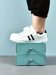 1入組莫蘭迪顏色系列抽屜風格大容量可堆疊收納盒適用於襪子,配件和文具組織