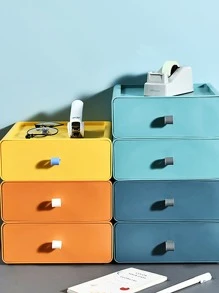 1入組莫蘭迪顏色系列抽屜風格大容量可堆疊收納盒適用於襪子,配件和文具組織