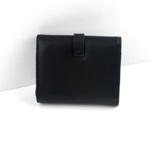 PRETTYZYS 女士短款钱包多功能零钱包时尚简约按扣 PU 皮革三折拉链迷你包女孩礼物圣诞节开学女士钱包钱包小钱包 - 黑色 - 查看 3