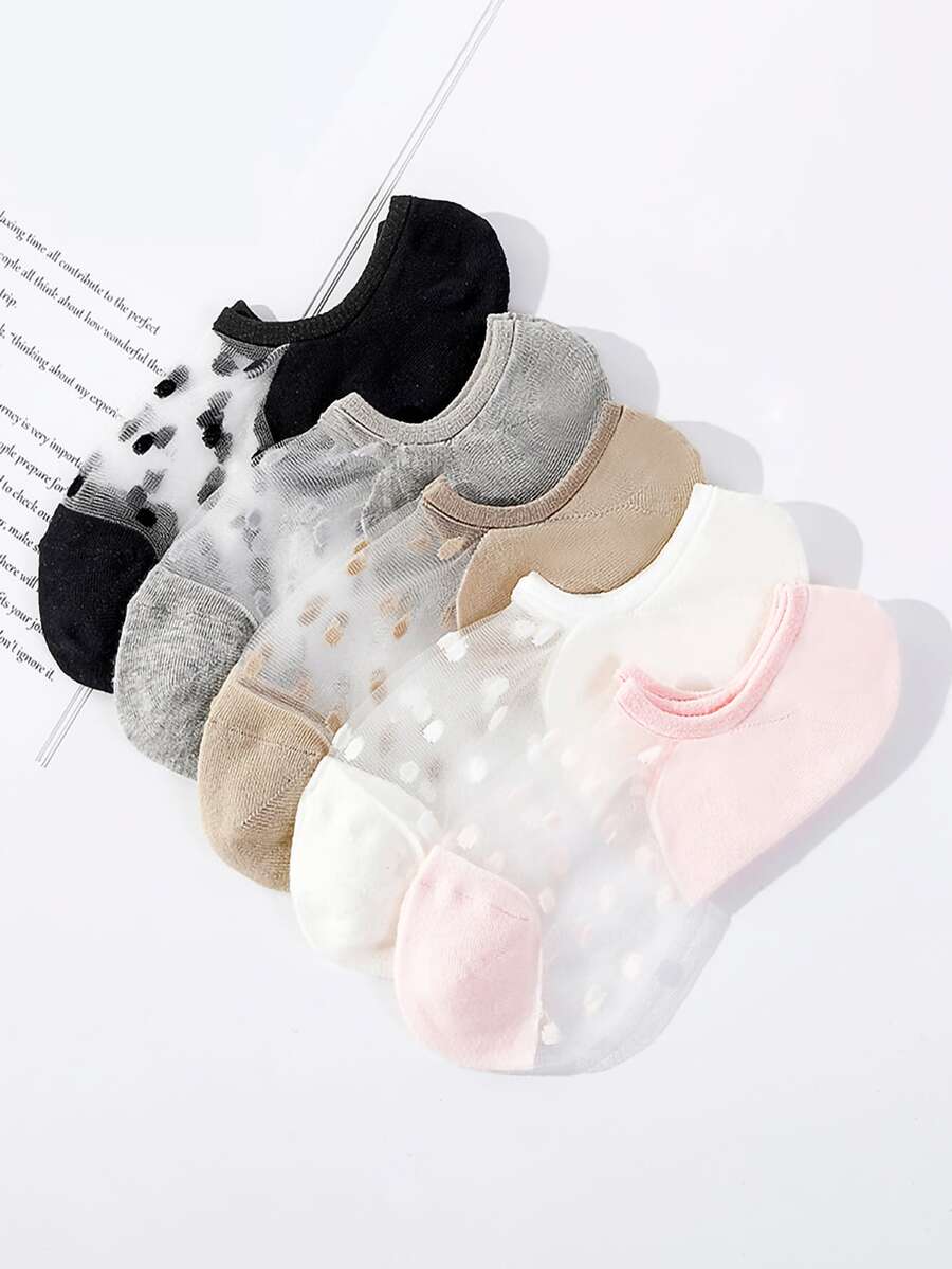 1/5 双波点图案舒适时尚低帮隐形袜 - 彩色 - 查看 1