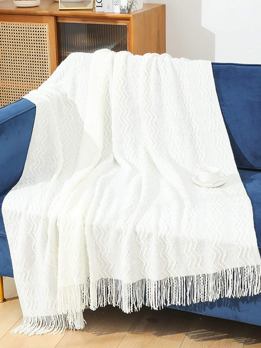 1pc Blanket For Bed/office/air Conditioning/nap/knitted Sofa/car, Multi-purpose Nap Cover - White - View 1
