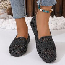 Women's Spring/summer Fashionable Comfortable Flats - Black - View 3