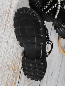 NỮ Đồ trang trí Ngọc Trai giả Đa chiều Mặc Hình phẳng Dép xăng đan , Thời trang Dép xăng đan - màu đen - Xem 7