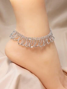 1 Miếng Đơn giản & Đúng mốt Của phụ nữ Màu bạc Pha lê Xoắn ốc Hình dạng Đồ treo vòng chân - Bạc - Xem 1