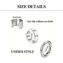 3入組/套中性簡約風嘻哈風格不銹鋼平滑耳夾夾 - 1套3個耳夾 - 查看 2