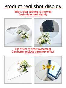 4pcs Silver Mirror Wall Stickers - Silver - View 9