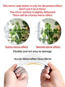 4pcs Silver Mirror Wall Stickers - Silver - View 4